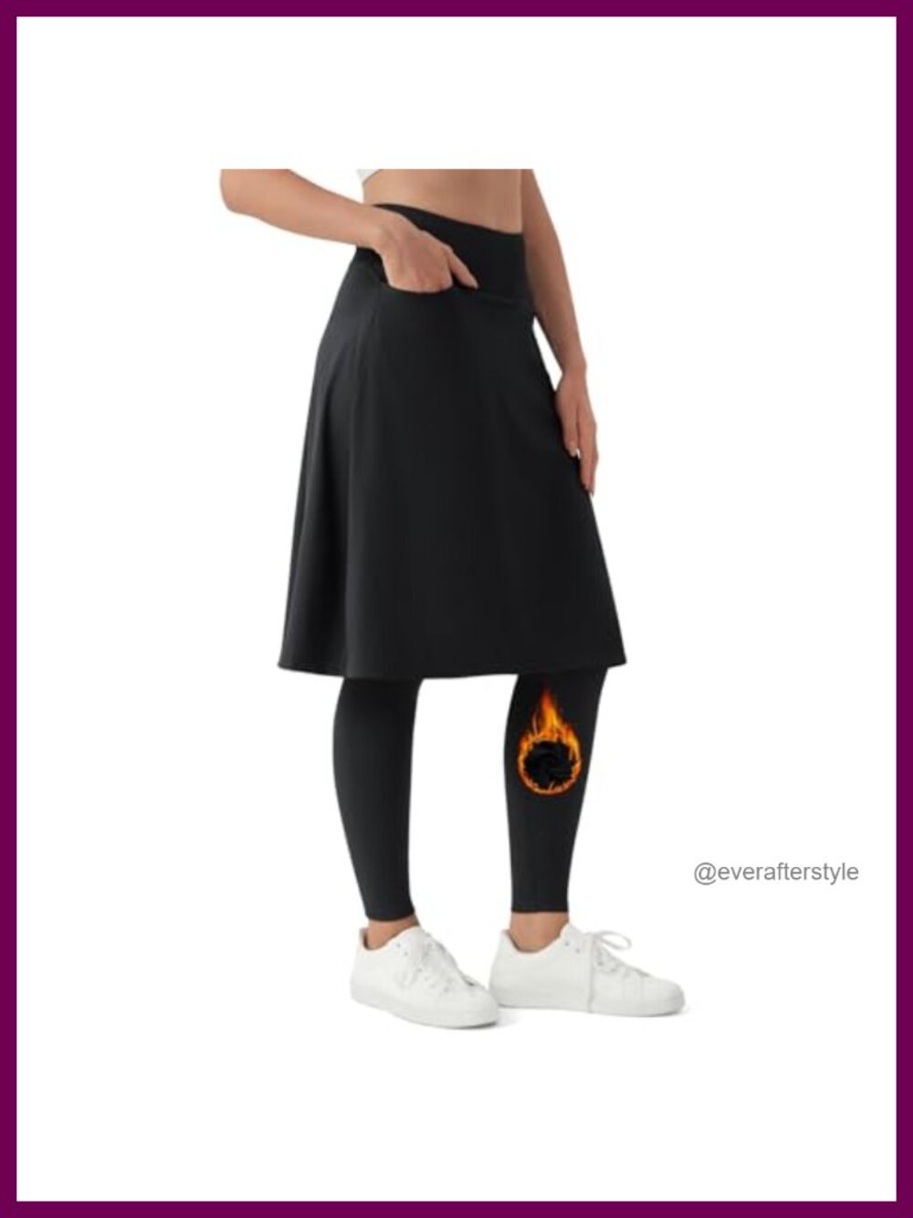 Knee Length Skirt with Fleece Lined Full Leggings & Pockets